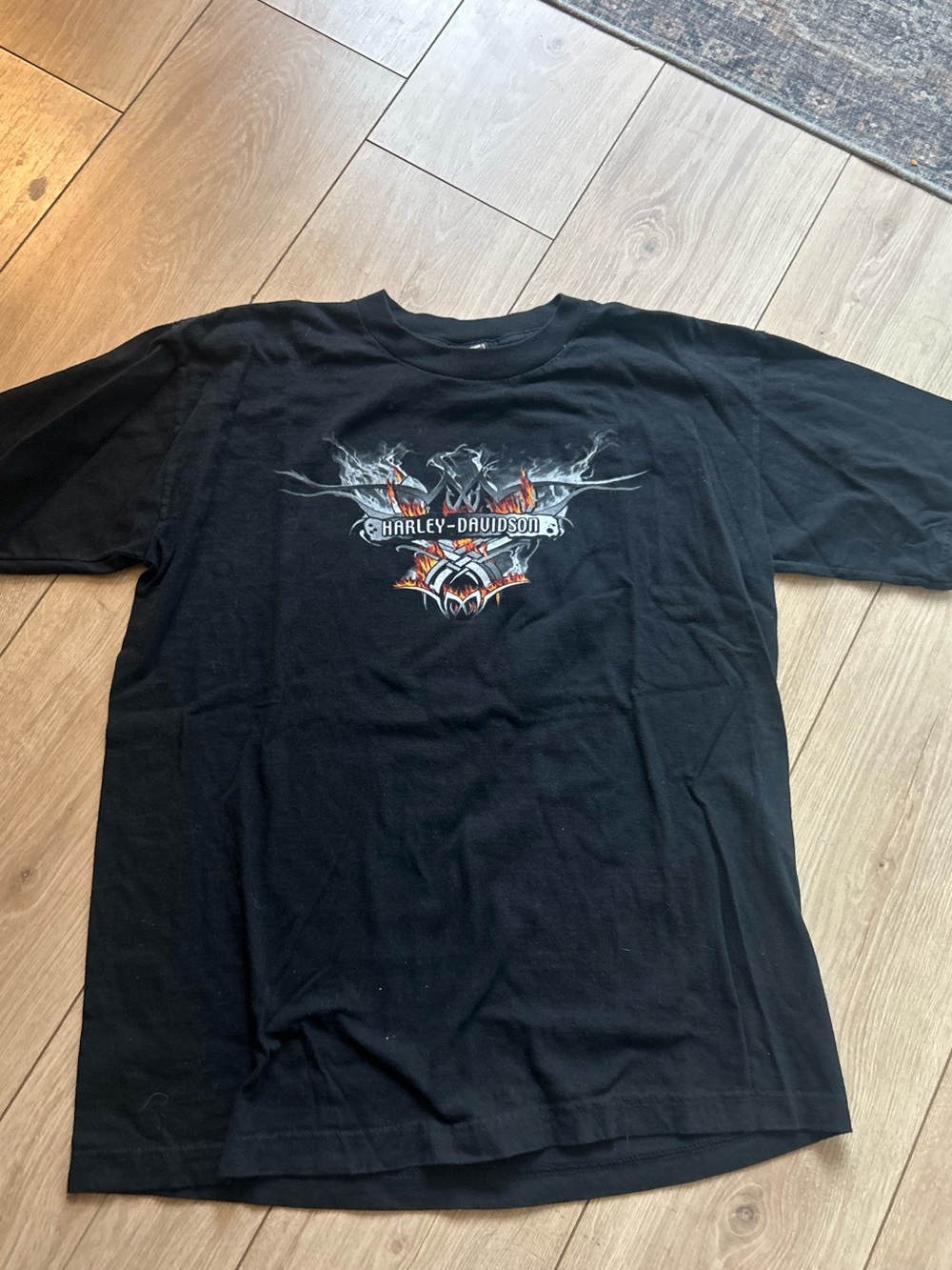 Harley-Davidson Black Short-Sleeve Tee with Flame Graphic